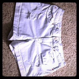 Destroyed look denim shorts